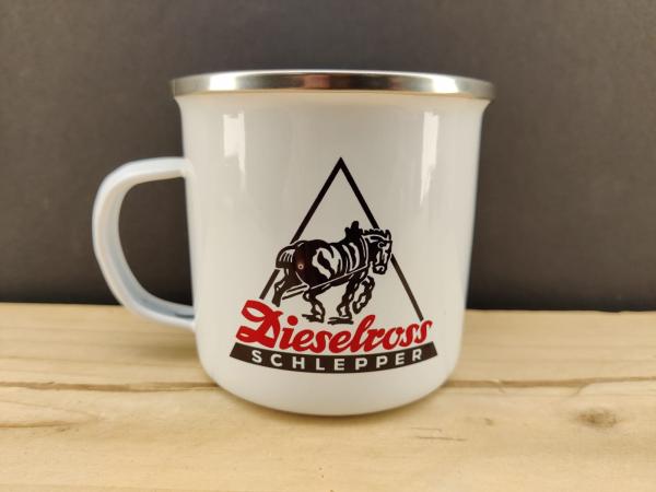 Fendt Dieselross Schlepper Emaille Tasse